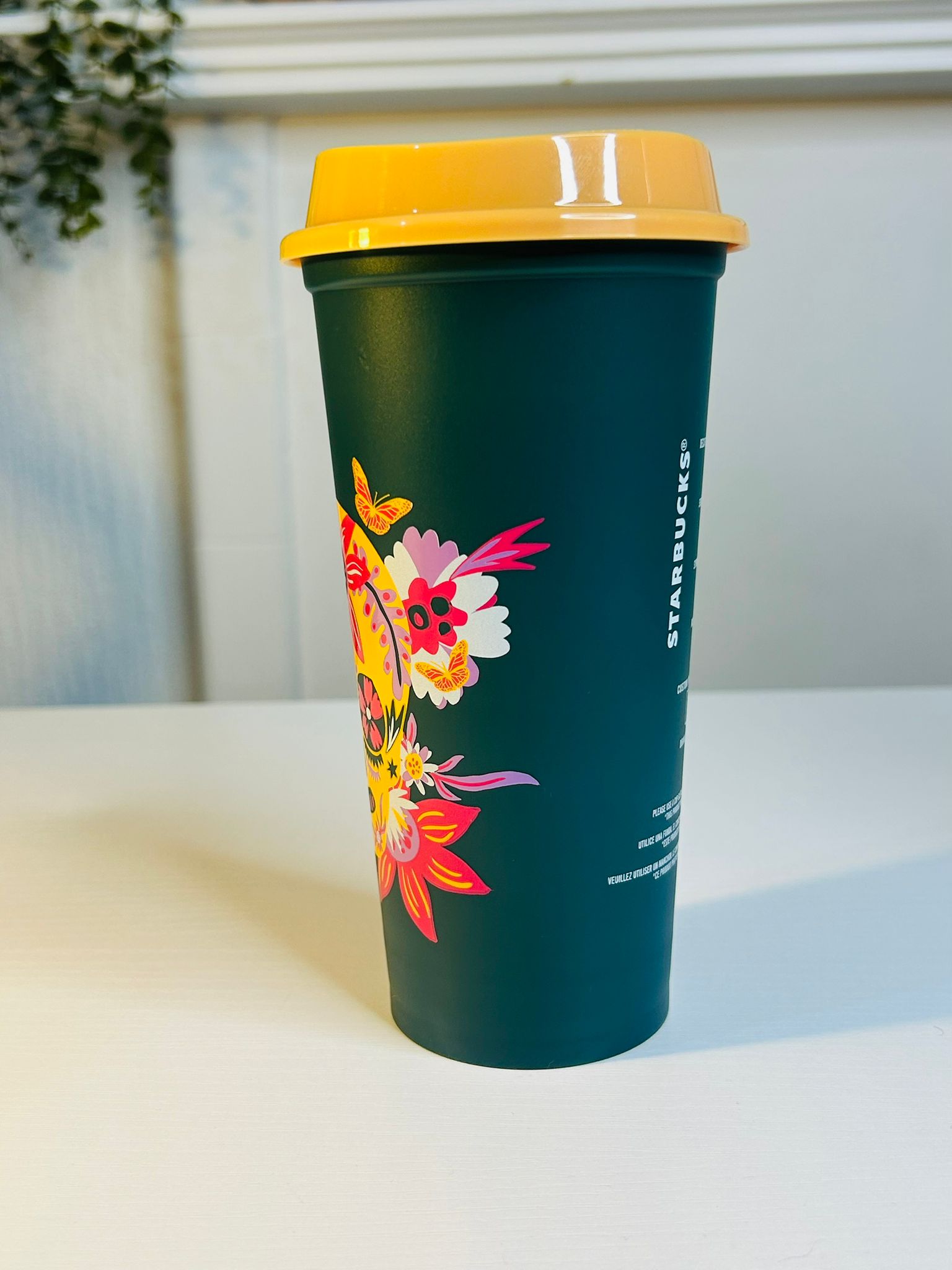 Starbucks Halloween Cup 18oz with skull and candy design