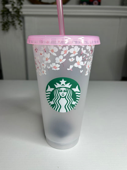 Starbucks Japanese Cherry Blossom Cold Cup 24oz with Straw Limited Edition