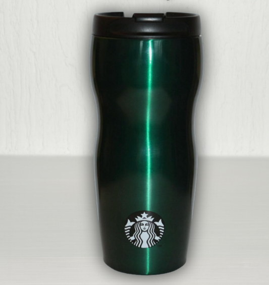 Starbucks Lucy Green stainless steel tumbler 16oz front view