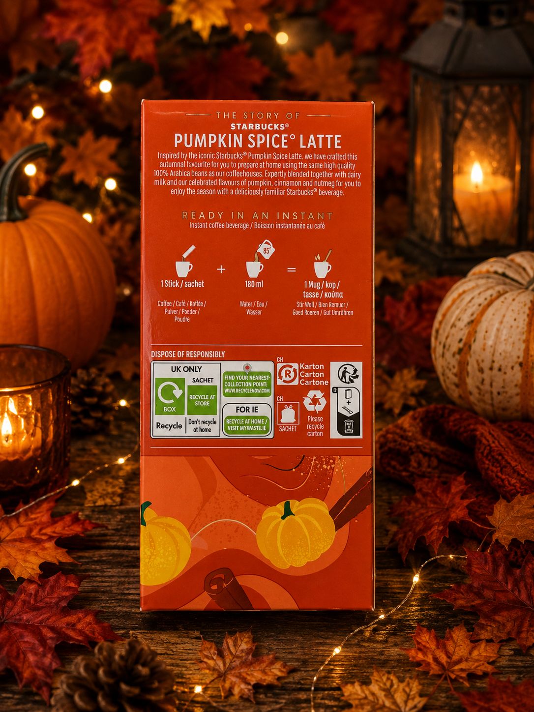 Starbucks Pumpkin Spice Latte seasonal instant coffee drink sachets