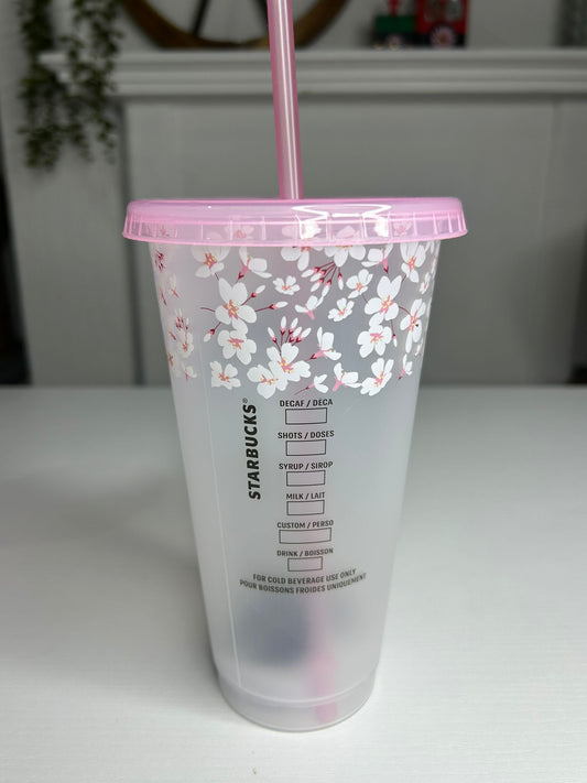 Starbucks Japanese Cherry Blossom Cold Cup 24oz with Straw Limited Edition