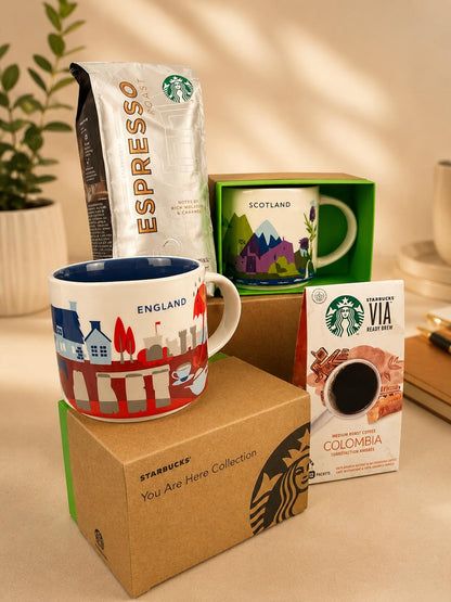 Starbucks collector hamper with UK souvenirs