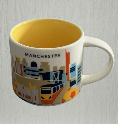 Starbucks You Are Here Manchester Mug 16oz featuring Manchester landmarks – souvenir mug